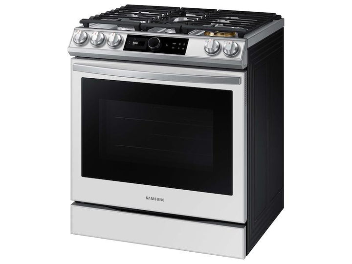 SAMSUNG NX60BB871112AA Bespoke Smart Slide-in Gas Range 6.0 cu. ft. with Smart Dial, Air Fry & Wi-Fi in White Glass