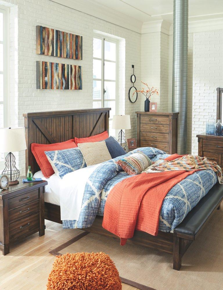 ASHLEY FURNITURE B718B10 Lakeleigh California King Panel Bed With Upholstered Bench