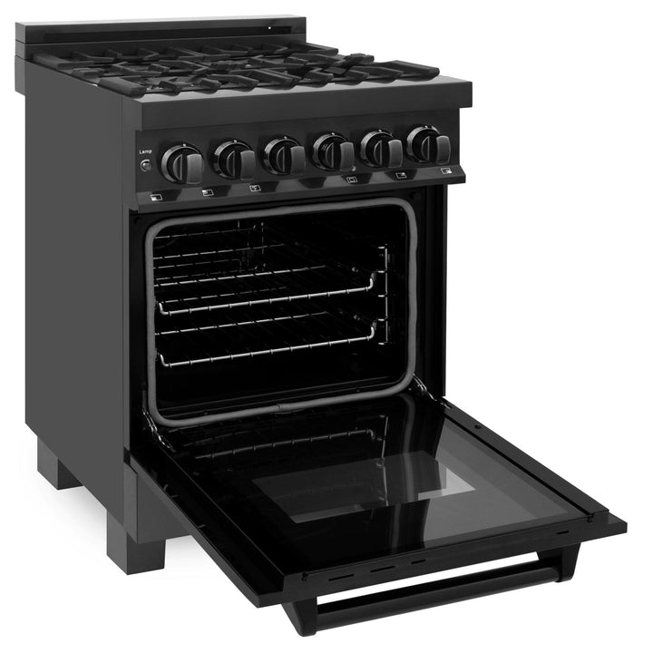 ZLINE KITCHEN AND BATH RAB24 ZLINE 24" 2.8 cu. ft. Dual Fuel Range with Gas Stove and Electric Oven in Black Stainless Steel Style: Black Stainless Steel