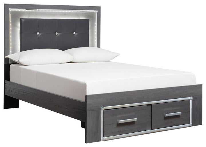 ASHLEY FURNITURE PKG003575 King Panel Bed With 2 Storage Drawers With Mirrored Dresser, Chest and Nightstand