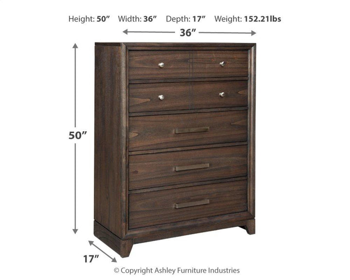 ASHLEY FURNITURE PKG005256 California King Panel Bed With 2 Storage Drawers With Mirrored Dresser and Chest