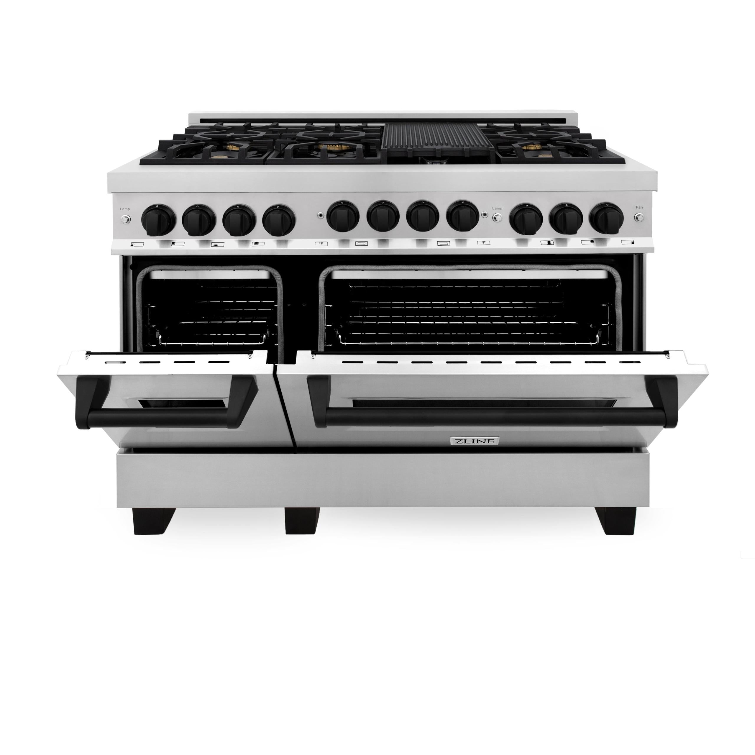 ZLINE KITCHEN AND BATH RGSZSN48MB ZLINE Autograph Edition 48" 6.0 cu. ft. Range with Gas Stove and Gas Oven in DuraSnow R Stainless Steel with Accents Color: Matte Black