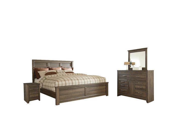 ASHLEY FURNITURE PKG004071 King Panel Bed With Mirrored Dresser and 2 Nightstands