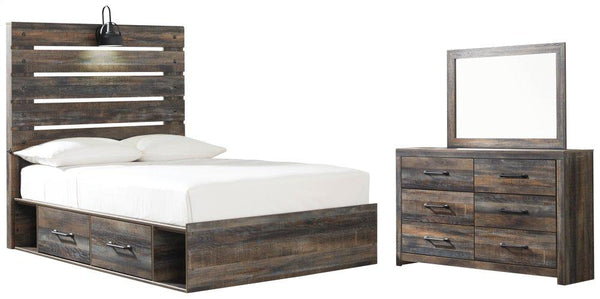 ASHLEY FURNITURE PKG003440 Full Panel Bed With 2 Storage Drawers With Mirrored Dresser