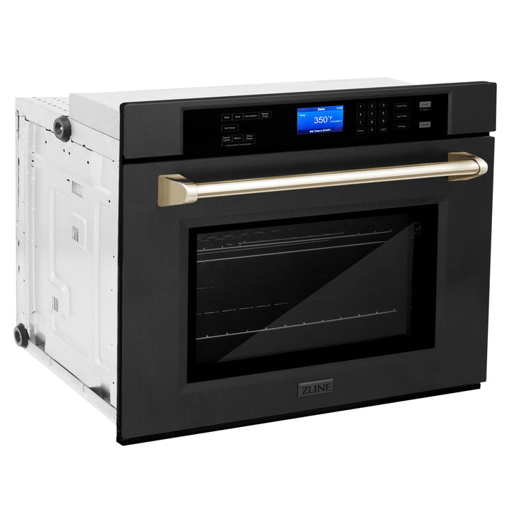 ZLINE KITCHEN AND BATH AWSZ30BSG ZLINE 30" Autograph Edition Single Wall Oven with Self Clean and True Convection in Black Stainless Steel Color: Gold