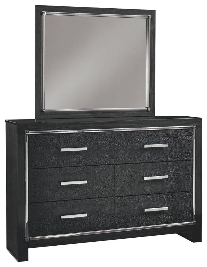 ASHLEY FURNITURE PKG008327 King Panel Bed With Storage With Mirrored Dresser and 2 Nightstands