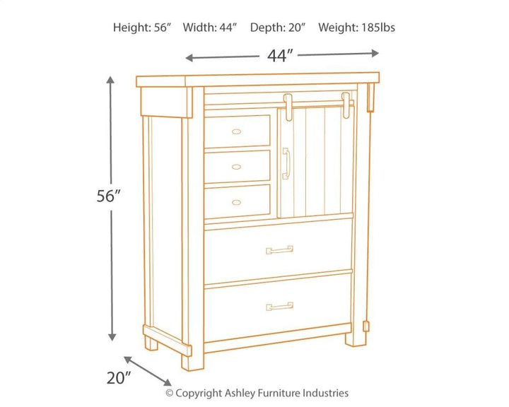 ASHLEY FURNITURE PKG006732 King Panel Bed With Mirrored Dresser and Chest