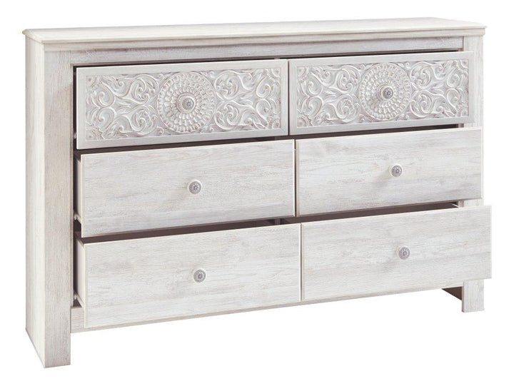 ASHLEY FURNITURE PKG002888 Queen Panel Bed With Mirrored Dresser and Chest