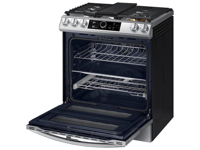 SAMSUNG NY63T8751SS 6.3 cu. ft. Flex Duo TM Front Control Slide-in Dual Fuel Range with Smart Dial, Air Fry, and Wi-Fi in Stainless Steel