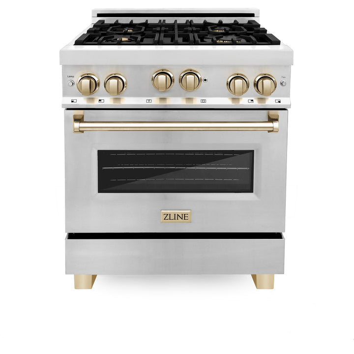 ZLINE KITCHEN AND BATH RGZ30MB ZLINE Autograph Edition 30" 4.0 cu. ft. Range with Gas Stove and Gas Oven in Stainless Steel with Accents Color: Matte Black