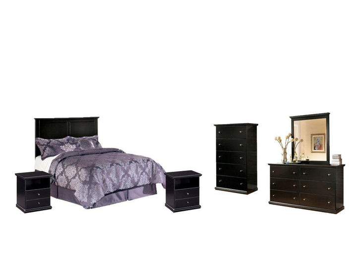 ASHLEY FURNITURE PKG002690 Full Panel Headboard With Mirrored Dresser, Chest and 2 Nightstands