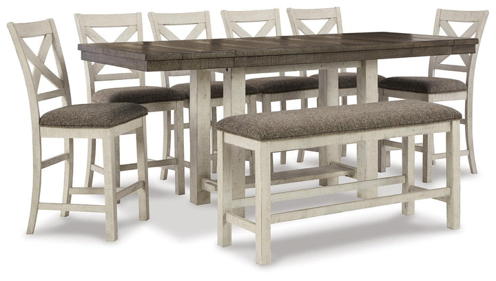 ASHLEY FURNITURE PKG013356 Counter Height Dining Table and 6 Barstools and Bench