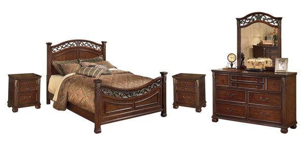 ASHLEY FURNITURE PKG005629 California King Panel Bed With Mirrored Dresser and 2 Nightstands