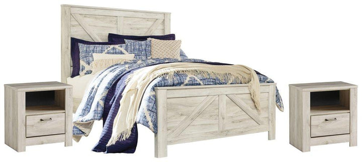 ASHLEY FURNITURE PKG000726 Queen Crossbuck Panel Bed With 2 Nightstands