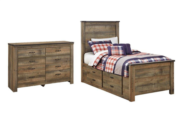 ASHLEY FURNITURE PKG005037 Twin Panel Bed With 2 Storage Drawers With Dresser