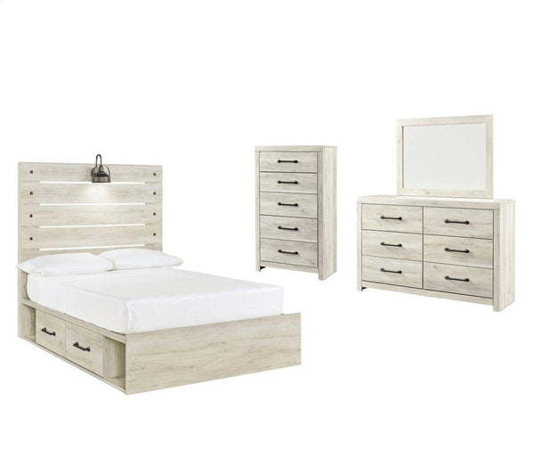 ASHLEY FURNITURE PKG003058 Full Panel Bed With 4 Storage Drawers With Mirrored Dresser and Chest