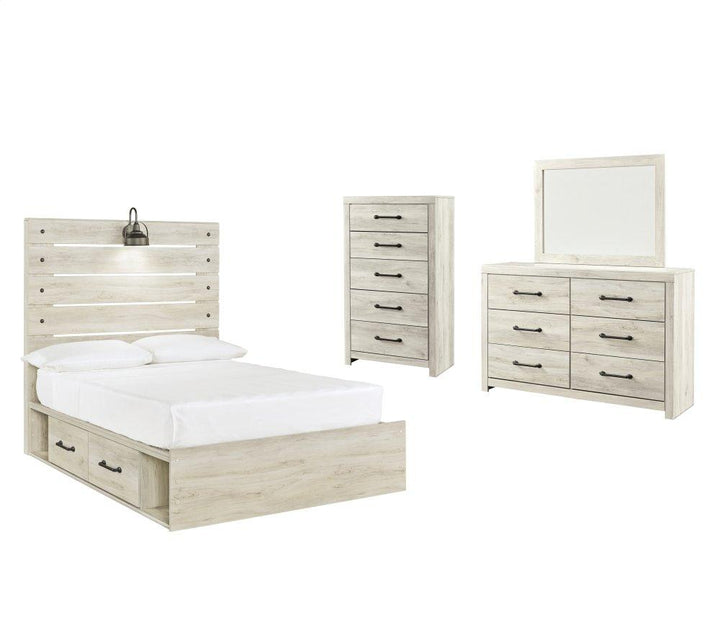 ASHLEY FURNITURE PKG003058 Full Panel Bed With 4 Storage Drawers With Mirrored Dresser and Chest
