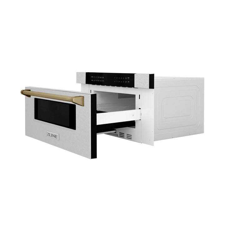 ZLINE KITCHEN AND BATH MWDZ30SSCB ZLINE Autograph Edition 30" 1.2 cu. ft. Built-In Microwave Drawer in Fingerprint Resistant Stainless Steel with Accents Color: Champagne Bronze