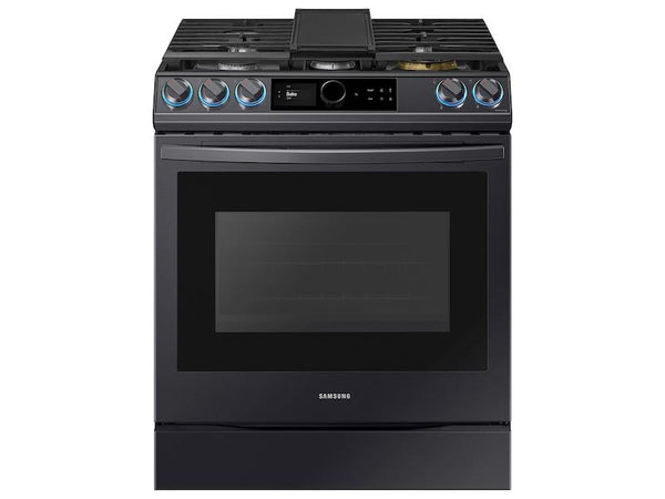 SAMSUNG NX60T8711SG 6.0 cu ft. Smart Slide-in Gas Range with Smart Dial & Air Fry in Black Stainless Steel