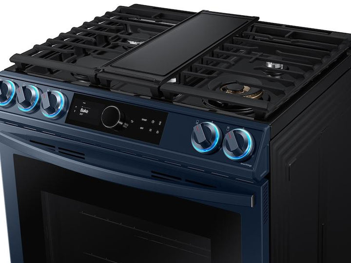 SAMSUNG NX60A8711QN Bespoke Smart Slide-in Gas Range 6.0 cu. ft. with Smart Dial, Air Fry & Wi-Fi in Navy Steel