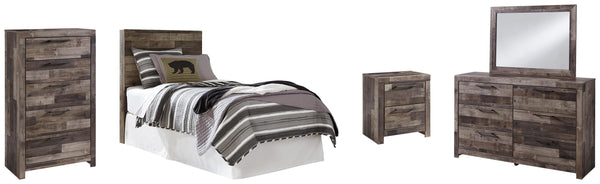 ASHLEY FURNITURE PKG003473 Twin Panel Headboard With Mirrored Dresser, Chest and Nightstand