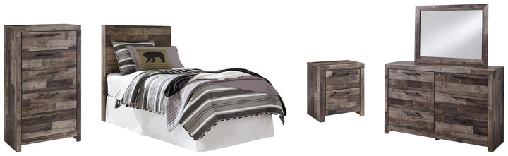 ASHLEY FURNITURE PKG003473 Twin Panel Headboard With Mirrored Dresser, Chest and Nightstand