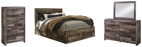 ASHLEY FURNITURE PKG003459 Queen Panel Bed With 4 Storage Drawers With Mirrored Dresser and Chest