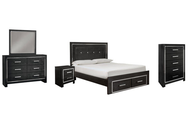 ASHLEY FURNITURE PKG008323 Queen Panel Bed With Storage With Mirrored Dresser, Chest and Nightstand