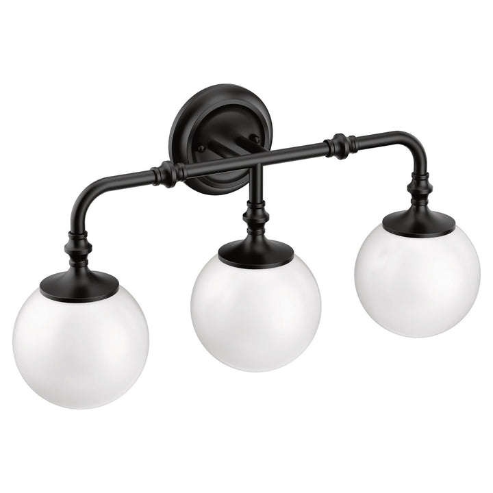 MOEN YB0563BL Colinet Matte black three globe bath light