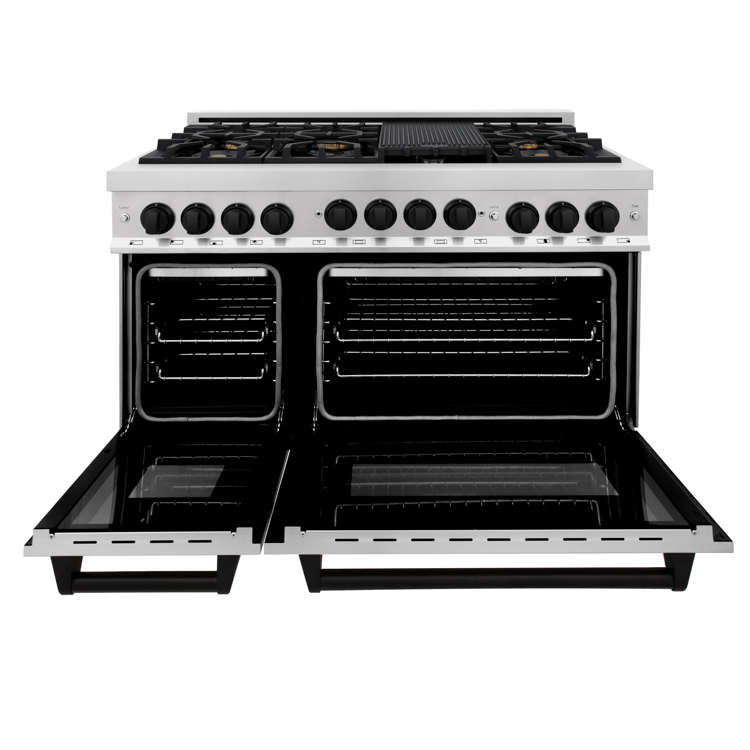 ZLINE KITCHEN AND BATH RGSZSN48MB ZLINE Autograph Edition 48" 6.0 cu. ft. Range with Gas Stove and Gas Oven in DuraSnow R Stainless Steel with Accents Color: Matte Black