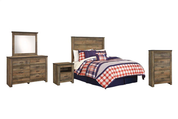 ASHLEY FURNITURE PKG005151 Full Panel Headboard With Mirrored Dresser, Chest and Nightstand