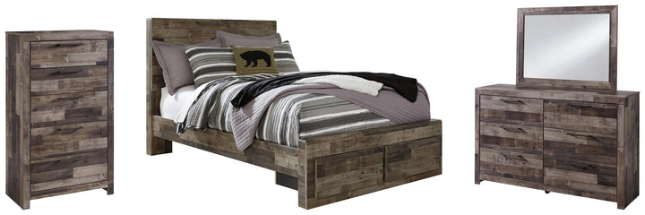 ASHLEY FURNITURE PKG003458 Full Panel Bed With 2 Storage Drawers With Mirrored Dresser and Chest