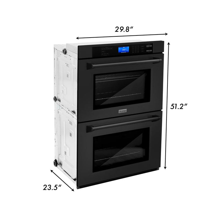 ZLINE KITCHEN AND BATH AWDZ30BSG ZLINE 30" Autograph Edition Double Wall Oven with Self Clean and True Convection in Black Stainless Steel Color: Gold