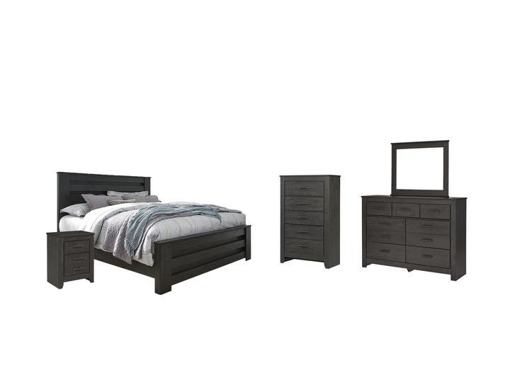 ASHLEY FURNITURE PKG004015 King Panel Bed With Mirrored Dresser, Chest and Nightstand