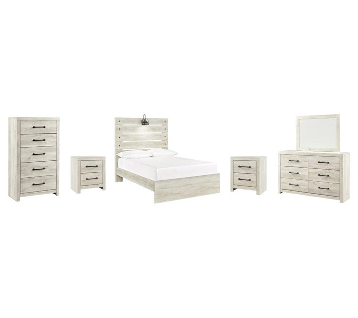 ASHLEY FURNITURE PKG003042 Full Panel Bed With Mirrored Dresser, Chest and 2 Nightstands