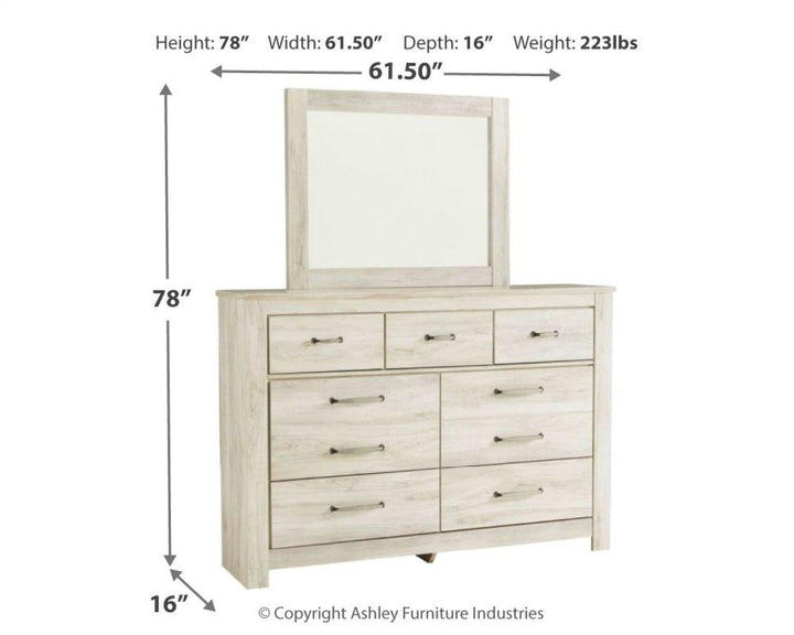 ASHLEY FURNITURE PKG014075 Queen Platform Bed With 2 Storage Drawers With Mirrored Dresser and Nightstand