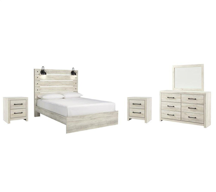 ASHLEY FURNITURE PKG003082 Queen Panel Bed With Mirrored Dresser and 2 Nightstands