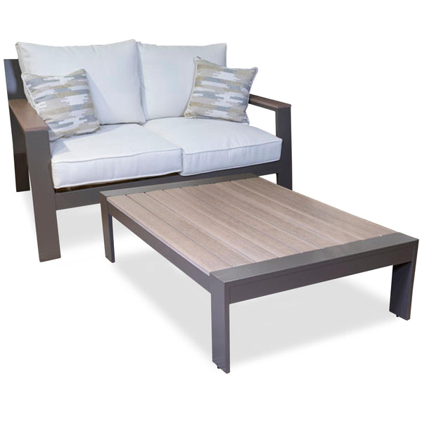 ASHLEY FURNITURE PKG013859 Outdoor Loveseat With Coffee Table