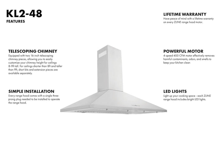 ZLINE KITCHEN AND BATH KL236 ZLINE Convertible Vent Wall Mount Range Hood in Stainless Steel Size: 36 Inch