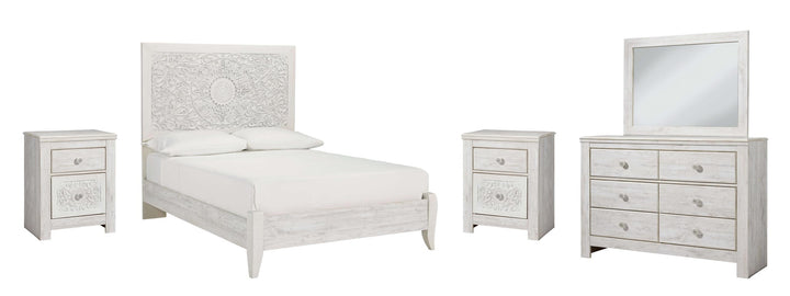 ASHLEY FURNITURE PKG002881 Full Panel Bed With Mirrored Dresser and 2 Nightstands