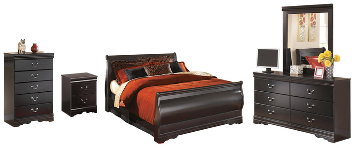 ASHLEY FURNITURE PKG002539 Queen Sleigh Bed With Mirrored Dresser, Chest and Nightstand