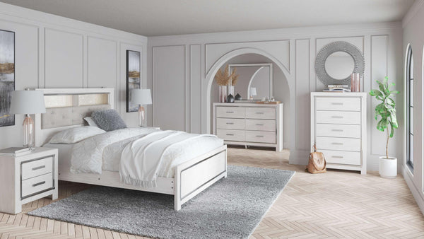 ASHLEY FURNITURE PKG009433 Queen Panel Bookcase Bed With Mirrored Dresser and Chest