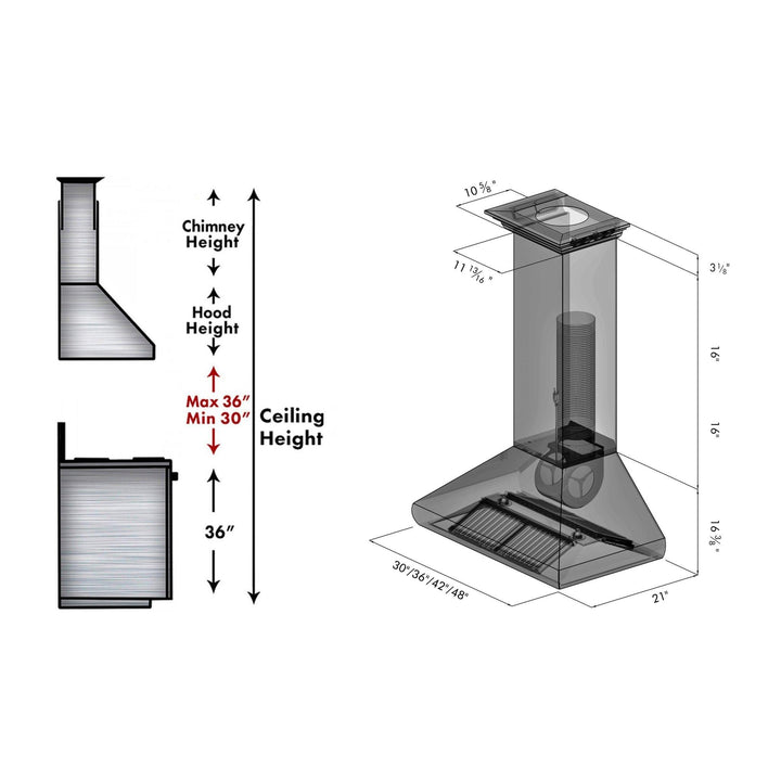 ZLINE KITCHEN AND BATH 587CRN30 ZLINE Professional Convertible Vent Wall Mount Range Hood in Stainless Steel with Crown Molding Size: 30 Inch