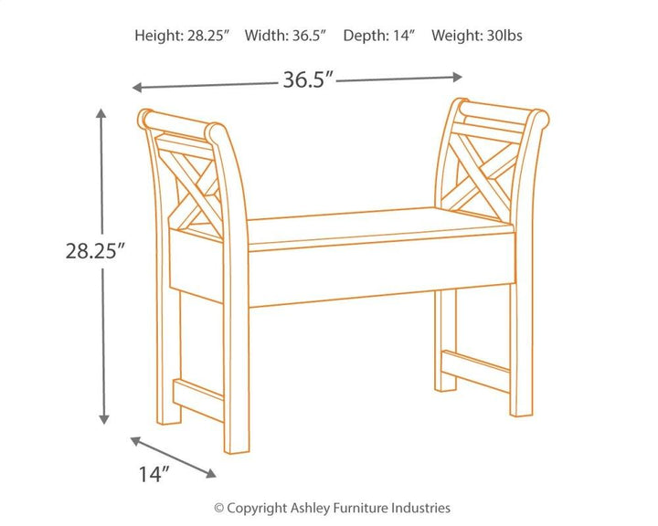 ASHLEY FURNITURE A4000036 Heron Ridge Accent Bench