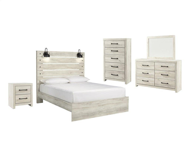 ASHLEY FURNITURE PKG003084 Queen Panel Bed With Mirrored Dresser, Chest and Nightstand
