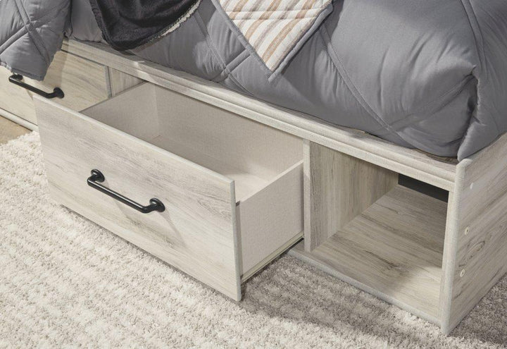 ASHLEY FURNITURE PKG003014 Twin Panel Bed With 4 Storage Drawers With Mirrored Dresser and 2 Nightstands