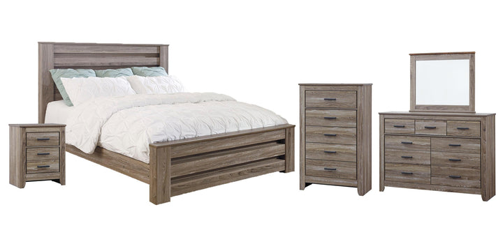 ASHLEY FURNITURE PKG003980 King Panel Bed With Mirrored Dresser, Chest and Nightstand