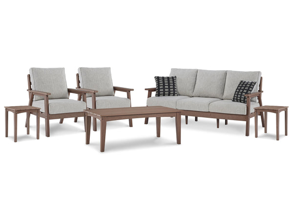 ASHLEY FURNITURE PKG014553 Outdoor Sofa and 2 Lounge Chairs With Coffee Table and 2 End Tables