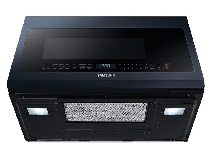 SAMSUNG ME21A706BQN Bespoke Over-the-Range Microwave 2.1 cu. ft. with Sensor Cooking in Fingerprint Resistant Navy Steel