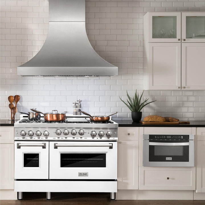 ZLINE KITCHEN AND BATH RGWM48 ZLINE 48" 6.0 cu. ft. Range with Gas Stove and Gas Oven in Stainless Steel Color: White Matte